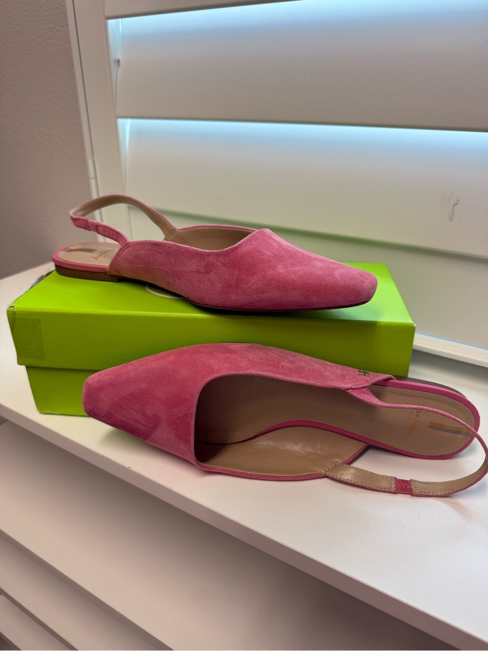 Sam Edelman Pink Suede Slingback Pointed Flats
